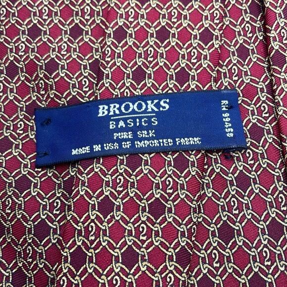 Red and gold 100% silk brooks basics necktie - Picture 3 of 4